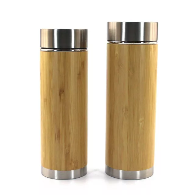 BambooMN Brand - Insulated Thermos with Removable Tea Infuser - Multiple Sizes &
