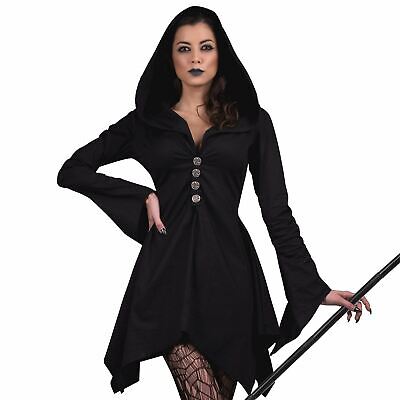 Grim Reaper da Donna Nero con Cappuccio Abito Costume Halloween