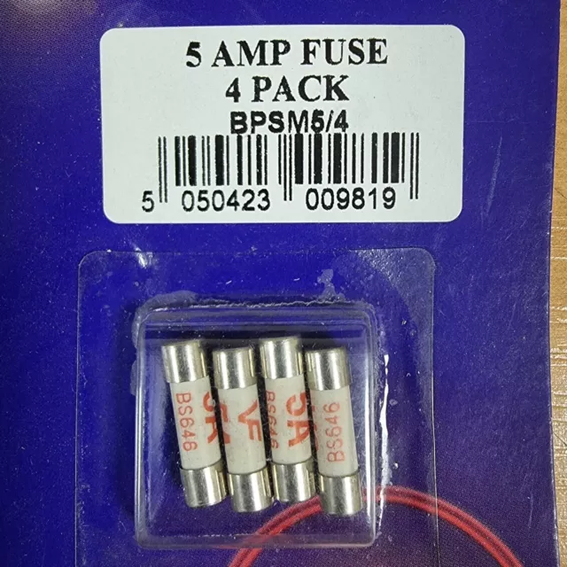 5A 5 AMP Pack of 4 Consumer Fuses Shaver Car Adapter Plug 5Amp Small