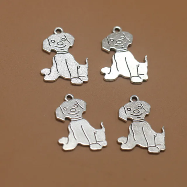 10 Pcs Antique Jewelry Findings Dog Charms Puppy DIY Alloy Pendants
