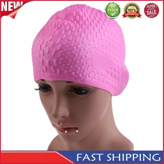 Unique Adult Swimming Cap Waterproof Silicon Waterdrop Cover Pink