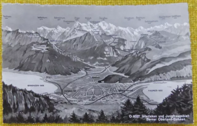 Ansichtskarte Interlaken- Berner Oberland--Reliefkarte  50er Jahre    (30-23)