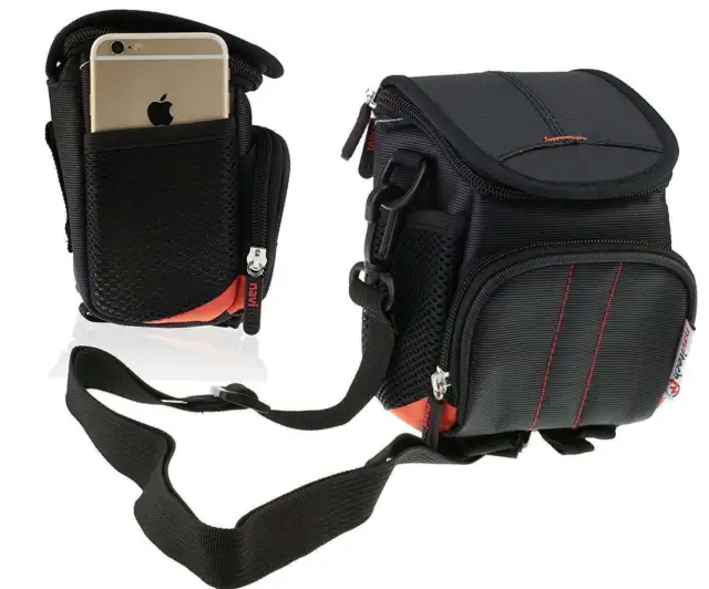 Navitech Black Camera Shoulder Bag Compatible with Panasonic DMC-TZ60EB-K Lumix