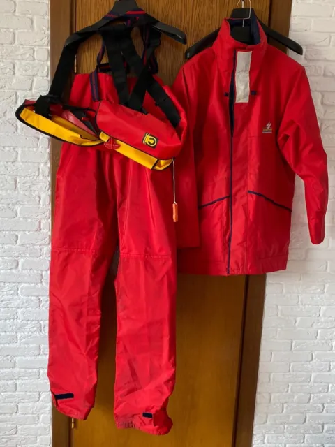Douglas Gill  Red Vintage Men's Sailing Jacket + Pants  Size L + Life Jacket
