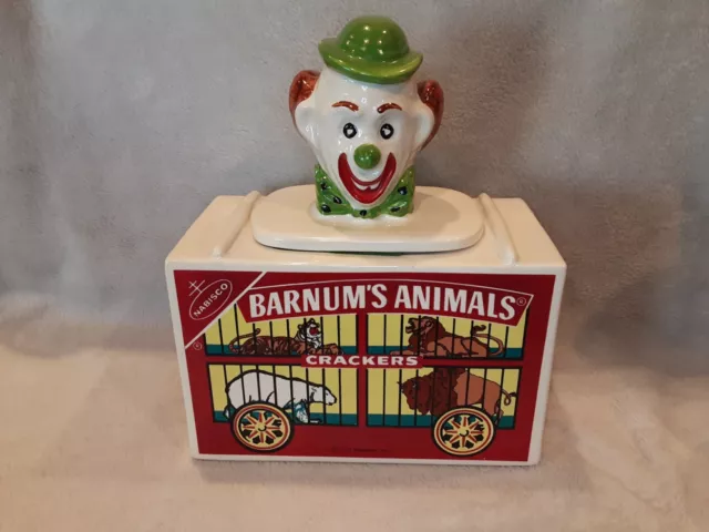 Vintage Barnum's Animal Crackers Cookie Jar Clown Circus 1972 Nabisco