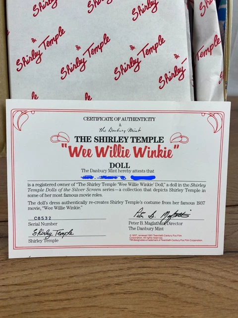 Shirley Temple Wee Willie Winkie Danbury Mint Porcelain 14" Doll NRFB COA #C8532 7