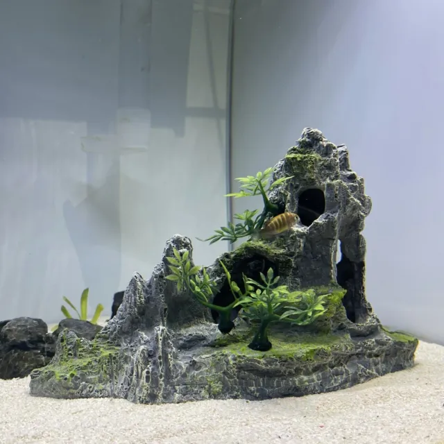 Aquarium Fish Tank Resin Ornament Decoration Cave Mountain Hiding Fish