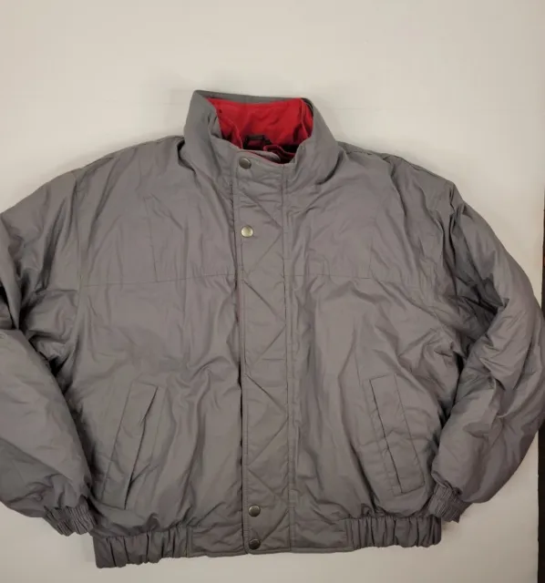 Members Only Men’s SZ 46 Down Bomber Jacket Insulated Gray Puffy Vintage