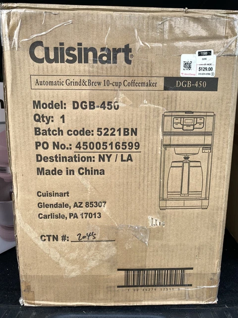 Cuisinart DGB-450 Automatic Grind & Brew 10-Cup Thermal Coffeemaker New