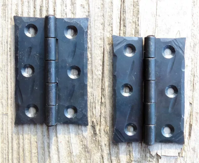 2 Handmade Butt Door Hinges 2.5" Wrought Iron Antique Cabinet Cupboard Box Trunk