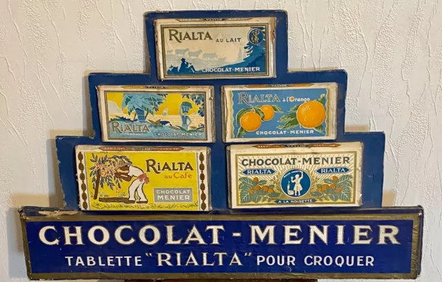 Rare Presentoir De Vitrine En Bois  D'origine  Chocolat Menier  Des Annees 1930