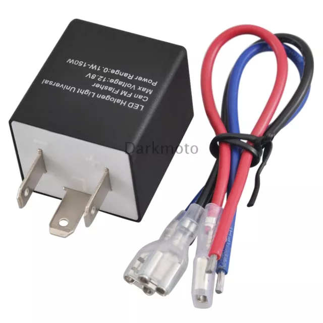 3-Pin LED Adjustable Flasher Relay w/ Wire Unit Car Motorcycle Turn Signal Light
