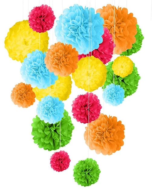 Stoff Papier Bommel Bommel Blumenkugeln flauschig Geburtstag Party Dekoration 2