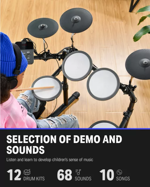 DONNER DED-70 Modular Kids Electronic Drum Digital Kit + Headphones Throne 2