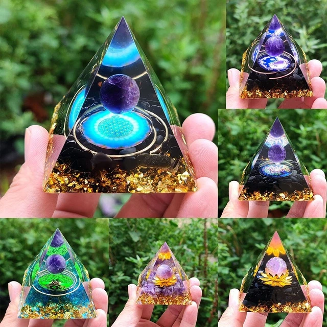 Piramide Di Cristallo Orgonite - Porta Fortuna, Energia Positiva E Protezione - 5x5 Cm