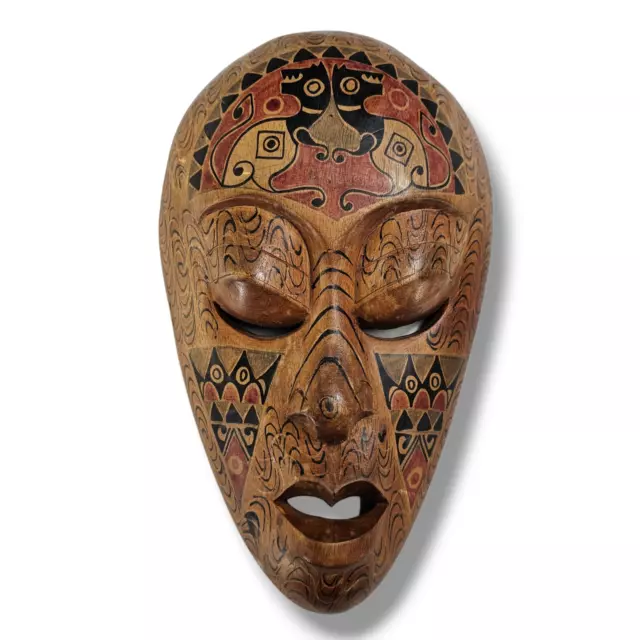 Vintage Tribal Mask Hand Carved Rustic Primative Lomboc Mid Century