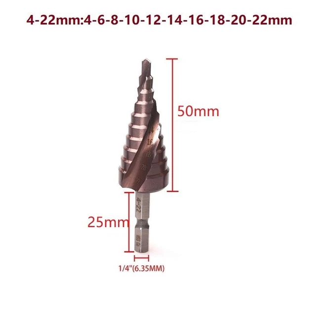 M35 5% Cobalt-Step-Drill-Bit 3-12 4-22 6-24 Hss-Co HSS Cone Metal-Drill-Bit 2