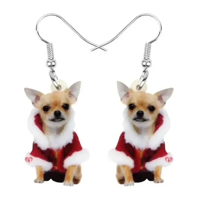 Cute Christmas Dog Design Dangle Earrings Simple Jewelry Adorable Christmas Gift