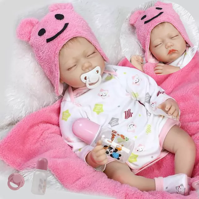 22" Lifelike Newborn Baby Reborn Dolls Soft Silicone Vinyl Handmade Xmas Gifts