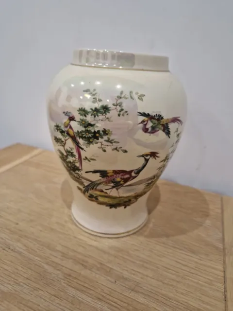 Vintage Sadler Vase with Iridescent Sheen Birds and Flowers 15cm Tall