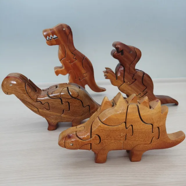 Wooden 3D Dinosaur Puzzle for Kids Toddler Toys Jurassic Wooden Animal Puzzle