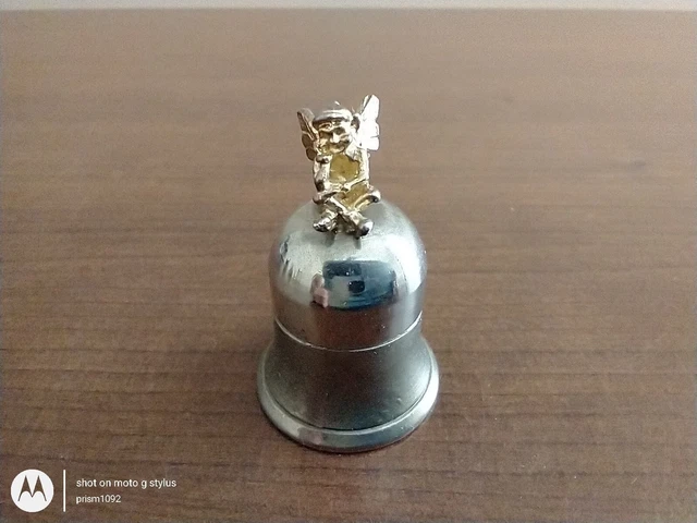 Silver Plated Tooth Fairy Keepsake Bell w/Winged Fairy on the Lid
