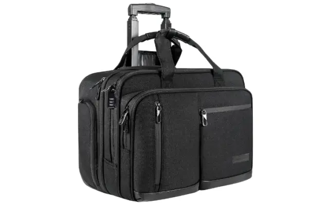 Rolling Laptop Bag for Men 17.3 Inch Stylish Carry on Briefcase