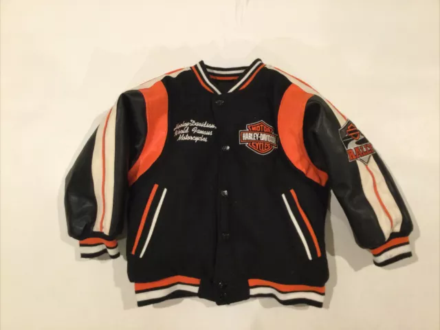 Youth Kids Harley Davidson Motorcycles Reversible Varsity Bomber Jacket SZ 4