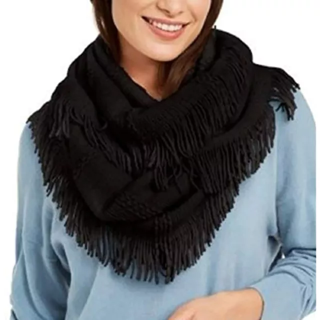 MSRP $35 Women's INC International Concepts Raschel-Knit Loop Scarf Black