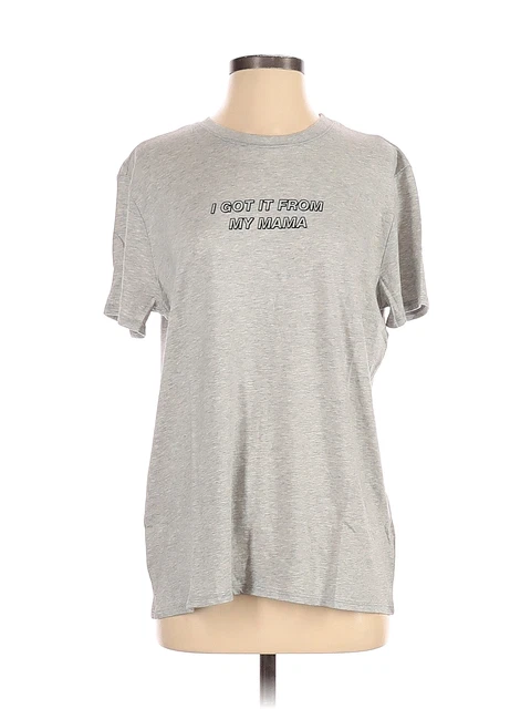EMI JAY Women Gray Short Sleeve T-Shirt S