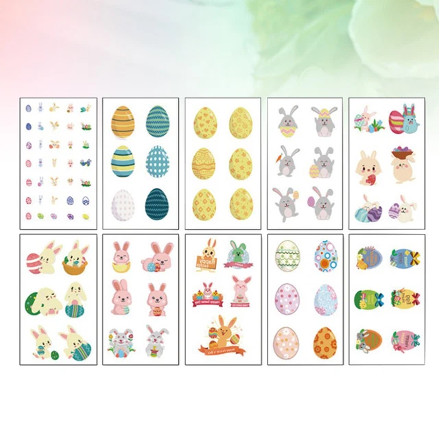 10 hojas pegatinas de pared para sala de estar calcomanías de huevos etiquetas de regalo huevos
