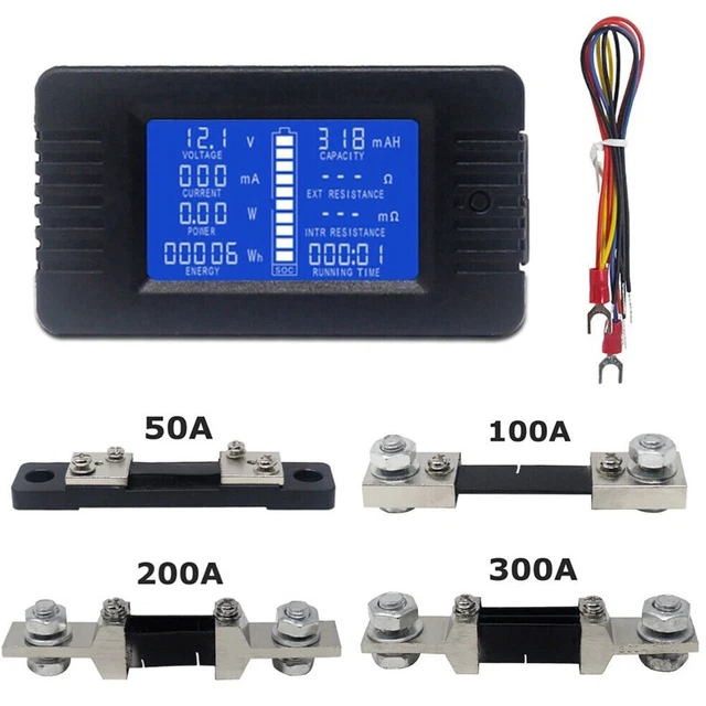 PRACTICAL BATTERY TESTER DC DC Ammeter ABS Ammeter Voltmeter LCD Black