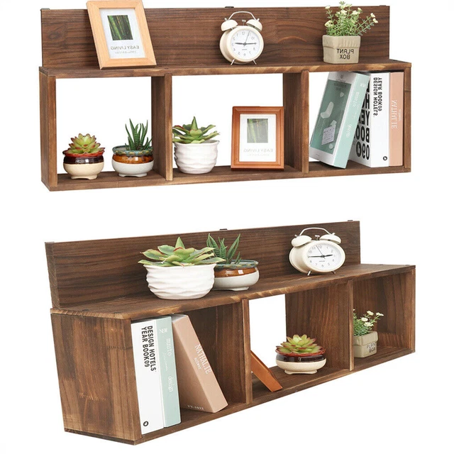 FLOATING WALL SHELF Unit DIY Mount Storage Book Display Rack Wooden 3