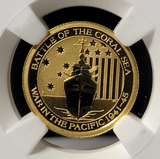 🔥2015 AUSTRALIA 1/10 oz GOLD 9999 BATTLE OF THE CORAL SEA NGC MS 70