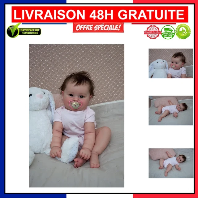 YANRU Bebe Reborn Realiste Silicone, 18 inch PoupéE Reborn Fille