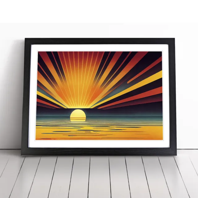 Art Deco Sunrise Abstract Wall Art Print Framed Canvas Picture Poster Decor