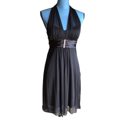 Juniors S Speechless Black Jewel Rhinestones Halter Party Dress Holiday Glitter