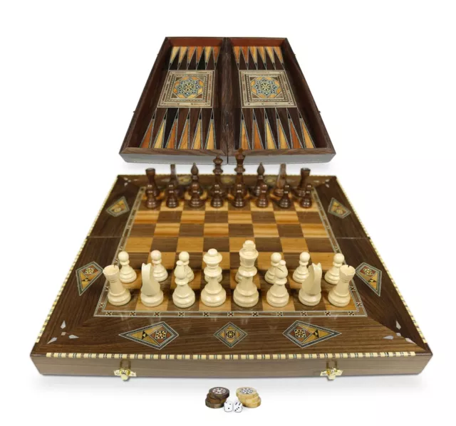 Holz Backgammon/Schach Brett BT 507 F