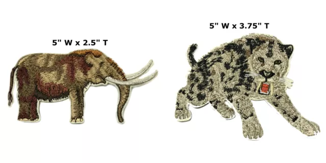 Mastodon & Sabretooth Tiger Patch Embroidered Iron-on Applique Travel Souvenir