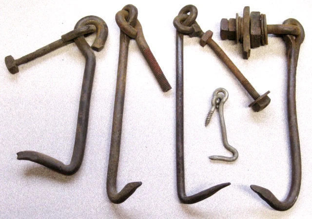 Antique OLD Vintage LOT of 14 Iron Gate Barn Door Hooks Latches Some with Catch 2