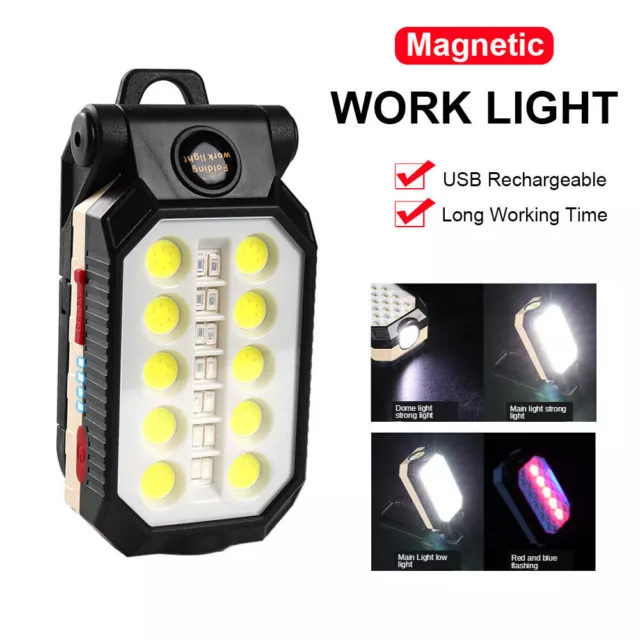 Large LED Work Light COB Inspection Lamp Magnetic Torch USB Rechargeable Car UK