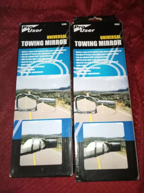 Prouser Universal Pair of Caravan Trailer Extension Towing Glass Flat Mirrors