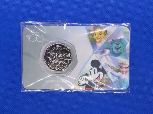 Disney 100th Anniversary D100 Mickey Mouse & Minnie Mouse 50p BU Coin 2023