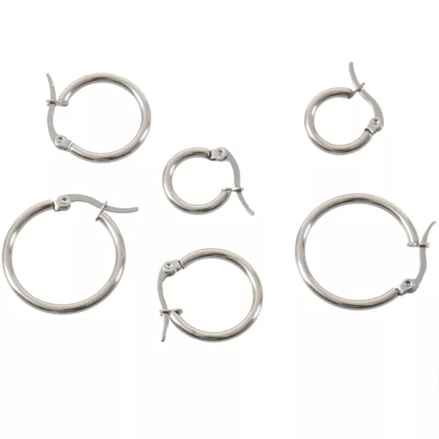 3 pairs 15mm 20mm 25mm Stainless Steel Hoop  Earrings Set Woman Silver Y7C7