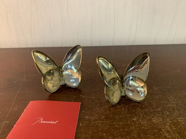 2 Mariposas Irisada Oro De Cristal De Baccarat (Precio de Una Pieza )
