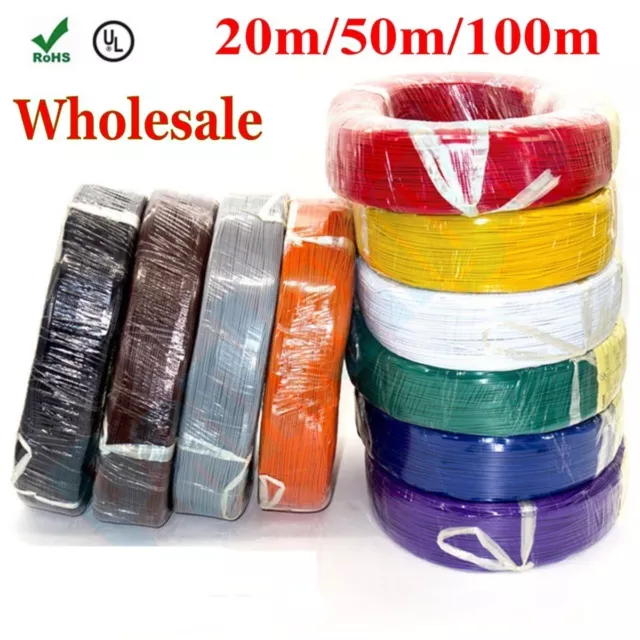 20M 50M 100M Flexible Wire Cable Stranded UL 1007 RoHS 16/18/20/22/24/26/28 AWG