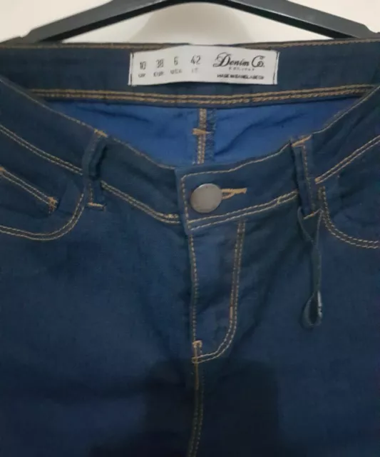 Jeans skinny femme bleu foncé Royaume-Uni 10 perles à faire soi-même détails neufs 3