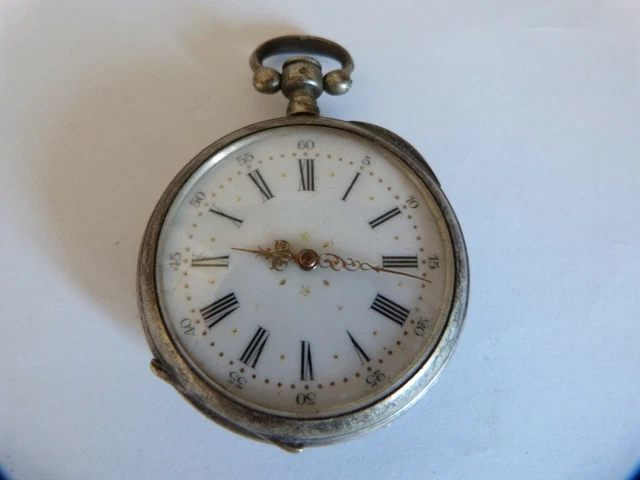 Montre à Gousset Ancienne En Argent - Cadran Chiffres Romains - Mécanique - Occasion