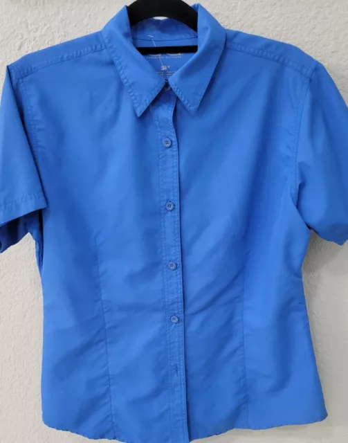 GameGuard Outdoors Ladies Microfiber Short Sleeve Button Up Shirt Medium Blue 2