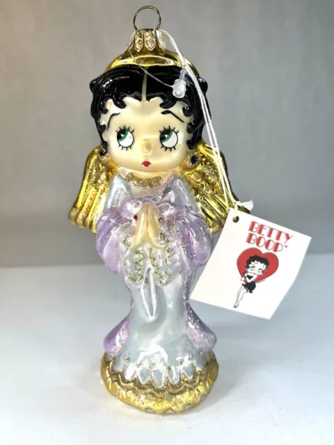 2002 Heavenly Betty Boop Polonaise Blown Glass Praying Angel Ornament ~ 7” Rare